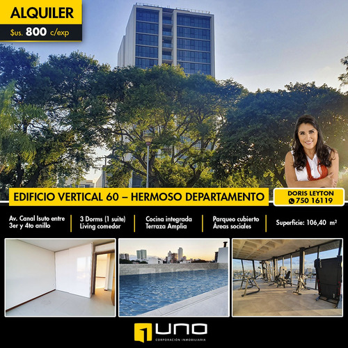 Imagen 1 de 18 de Edificio Vertical 60 Hermoso Departamento En Alquiler Amoblado De Tres Dormitorios A Estrenar