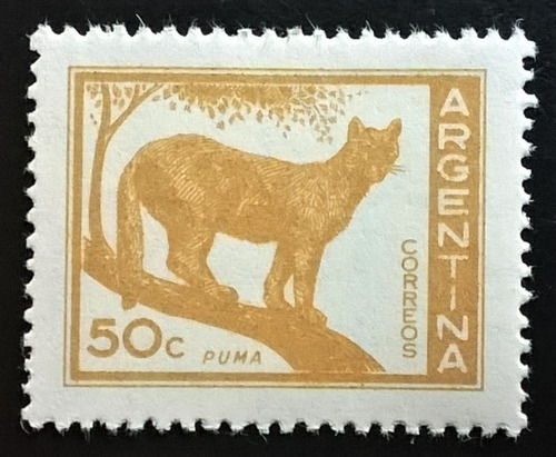 Argentina Fauna, Sello Gj 1125 Puma Cargada 1960 Mint L13859