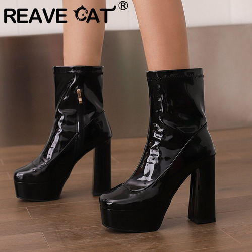 Botas De Tornozelo Femininas Reacca Com Biqueira De Couro En