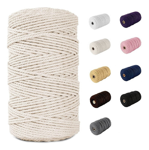 Imagen 1 de 4 de Cordón Algodón Torcido 3mm 200 Metros Para Macrame Colores