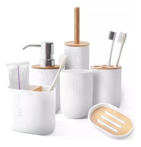 Set De Baño Dispensador De Jabón Porta Cepillos Minimalista