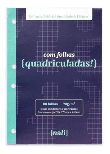 Bloco Nalí P/ Fichário B5 90g/m2 80 Folhas - Quadriculado