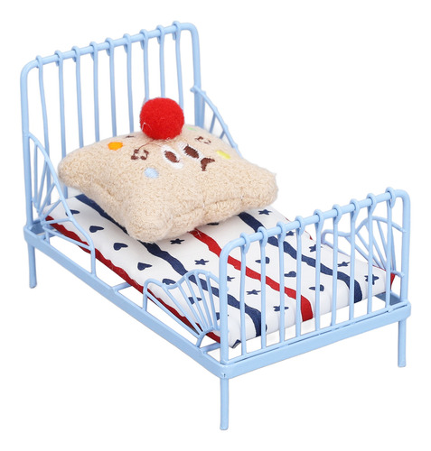 Cama De Metal Dollhouse 1:12 Con Estructura En Miniatura, Bo