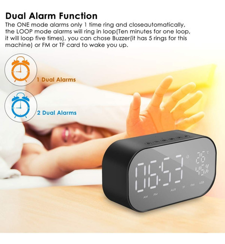 Reloj Despertador Digital Con Altavoz Bluetooth Y Radio Fm