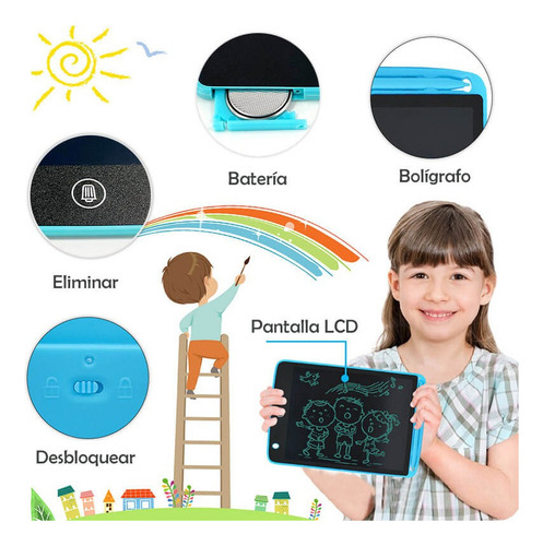 Pizarron Magico Lcd 8.5 Tablet Dibujar Escribir Pluma 6 Unid