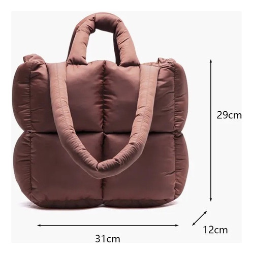 Bolsa De Mano Acolchado De Plumas Tote Mujer Puff Casual