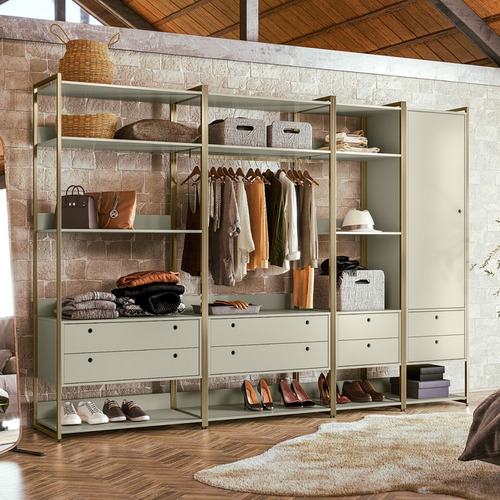 Closet Industrial 1 Porta 8 Gavetas Off White Olivar Móveis