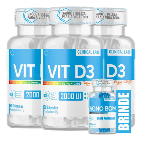 Kit Vitamina D3 2000ui + Vitaminas 180 Doses + Brinde