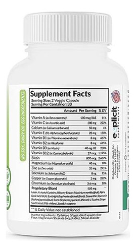Explicit Supplements Vitaminas Para Ojos 60 Cápsulas