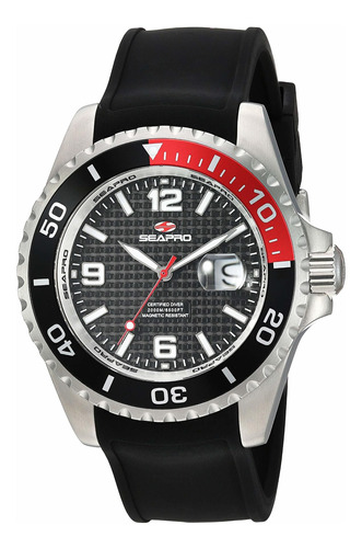 Reloj Hombre Seapro Sp0740 Cuarzo Pulso Negro En Silicona