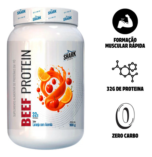 Beef Protein Zero Lactose da Shark Pro Sabor Laranja com Acerola 900g