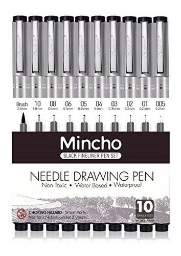 Bolígrafos De Tinta Negra Fineliner Micro-pen, Conjunto 10