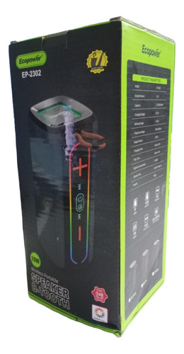 Parlante Portatil. Speaker Ecopower 20 W Ep 2302 Negro