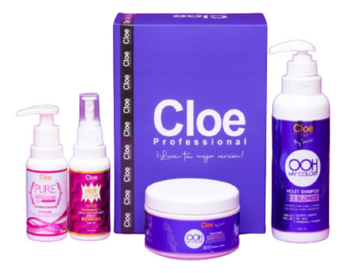  Cloe Shampoo Ice Blonde,acondicionador,mascara Y Termo Prot