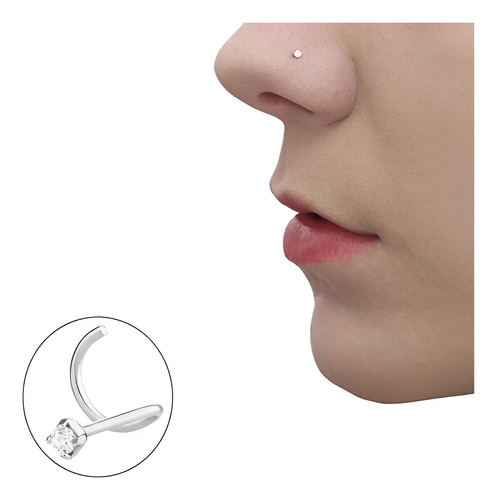 Piercing para nariz con diamantes de imitación, base curva, paquete de 40 unidades