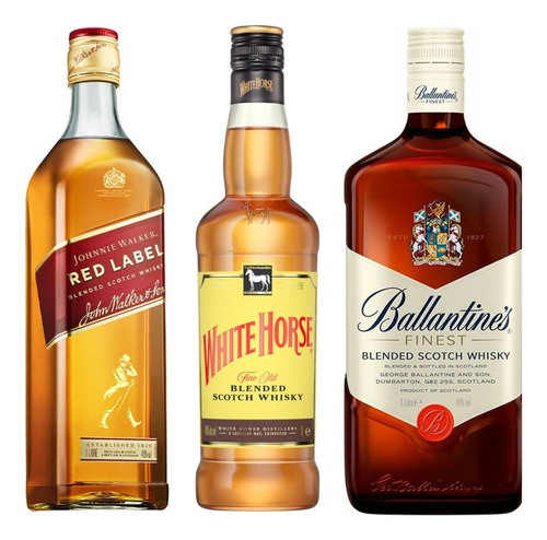 Whisky Red Label 1 L + Ballantine's 1 L + White Horse 1 L