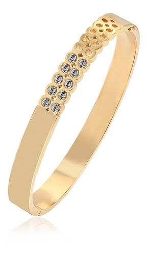 Brazalete Oro 24k Lam Swarovski  5.7cm Mujer Elegante Regalo