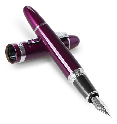 Pluma Estilográfica Tinta Morada Plata Oficina Pluma Firma