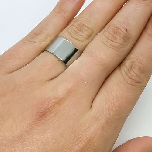 Anillo Cinta Ancha Acero Regulable 10 Mm Pulido B) Mediano