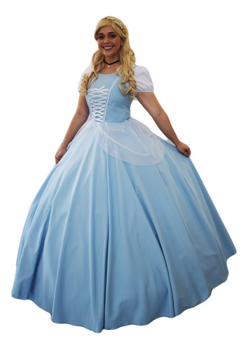 Fantasia Vestido Princesa Cinderela Adulto +luva