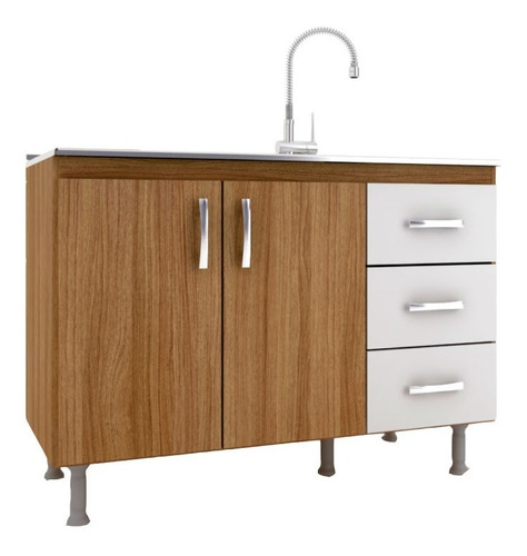 Bajo Mesada Mueble Cocina 2 Puertas 3 Cajones 602