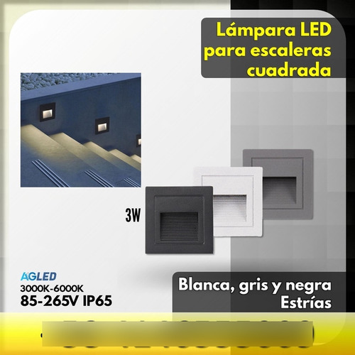 Lampara Led Escaleras 3w 6000k 85-265v Ip65 Estrias Blanca