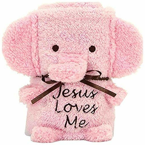Brown Regaloslow Bebe Blankie, Elefante Rosa Con Jesus Love