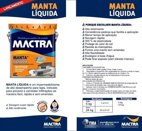 Imagem 2 de 2 de Manta Liquida Impermeabilizante Para Lajes 12kg - Mactra
