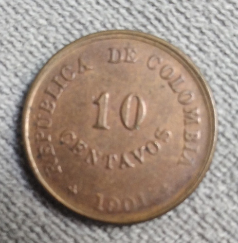 Moneda Lazaretos De 10 Centavos Año 1901, Estado Muy Bueno 