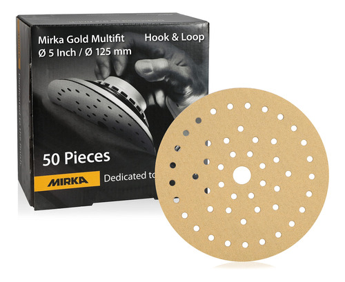 Mirka Gold Multifit - Paquete De 50 Discos De Lija De 5 PuLG