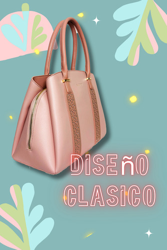 Bolsa De Mano Mujer Rosa Con Asa Para Colgar Rosa Lisa Oro Rosa