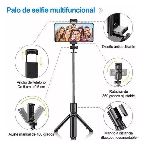 Selfie Stick, Trípode Con Control Remoto, 360°rotación