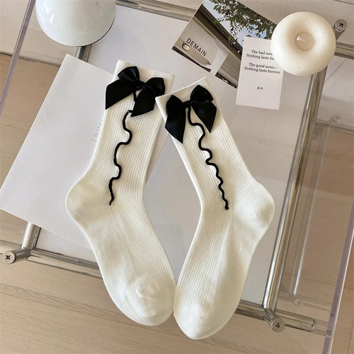 Calcetines Casuales De Algodón Con Lazo Dulce A La Moda Para