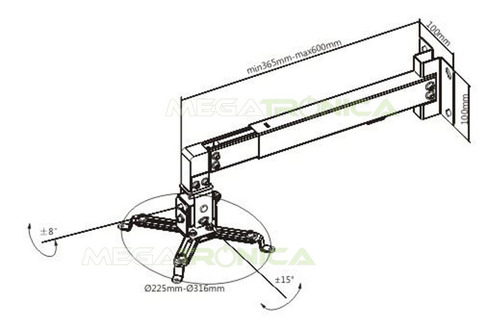Imagen 5 de 8 de Soporte Proyector Techo Pared Extensible Universal Prb-2w