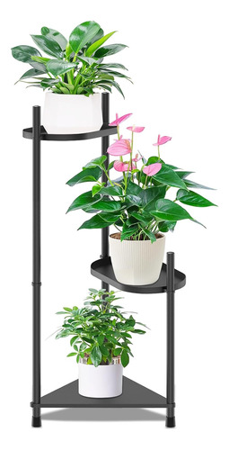 3 Tier Plant Stand Indoor Tall, Black Corner Tiered Plant St