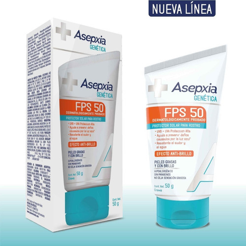 Protector Solar Asepxia Genética Fps 50 Resiste Al Agua