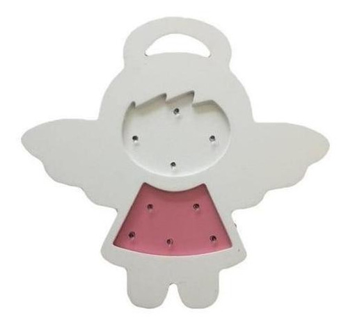 Luminária Anjo Luminoso De Led Madeira Com Cabo Usb Rosa