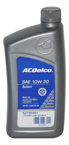 Aceite Acdelco Select Sae 10w30 Api Sp Ilsac Gf-6a, 946ml Pc