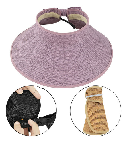 Sombrero De Playa De Paja De Ala Ancha Para Mujer Upf50+