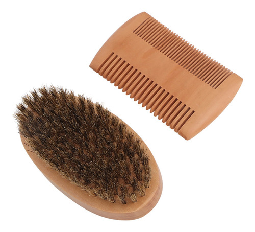 Kit De Cepillos Para Barba De Madera, Doble Cara, Suave Y Mo