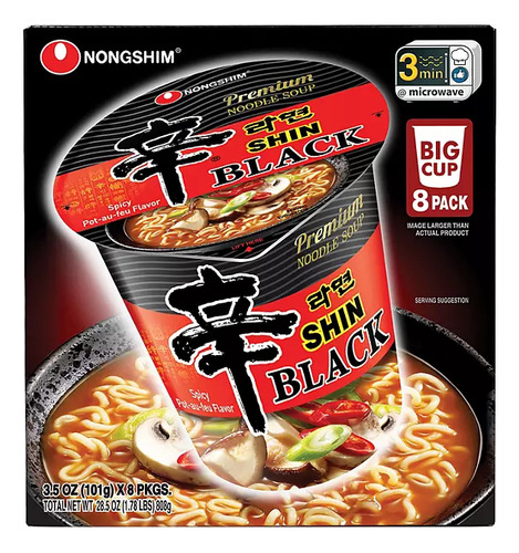 Nongshim Shin Black Spicy Beef & Bone Broth Ramen 3.5 Oz 8pk