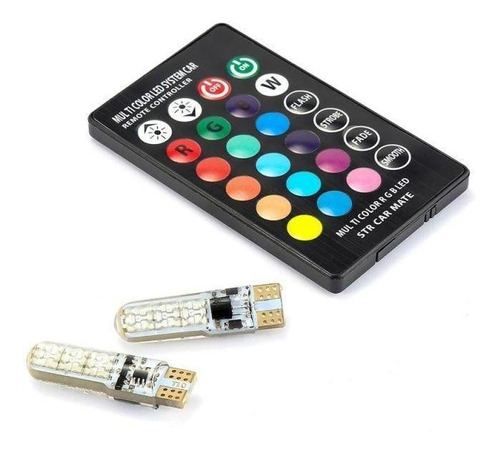 Kit 2 Lâmpada Pingão Led Rgb 16 Cores Controle Pingo T10