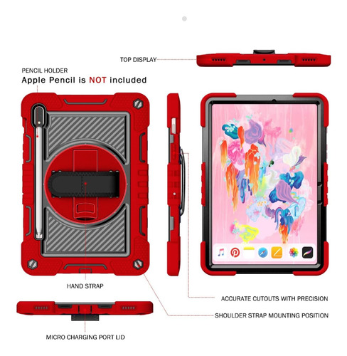 Funda Carcasa Antigolpes Armadura 360 Para Tab S10 Fe 10.9 Rojo