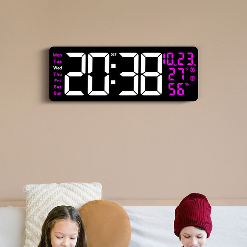 (gn) Reloj De Pared Digital Led De Pantalla Grande Con Tempe