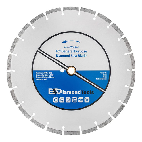 Hoja De Sierra De Diamante Soldada Con Lser De 16 Pulgadas P