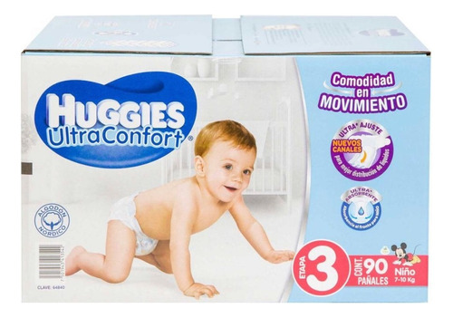 Pañales Etapa 3 Huggies Niño Ultraconfort Con 90 Piezas Género Hombre