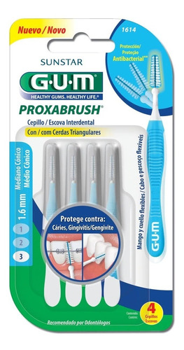 Cepillo Interdental Gum Proxabrush 1.6mm X 4unidades