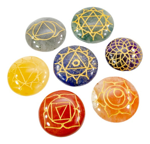 Set De Piedras Ovaladas 7 Chakras Cristales Energéticos 