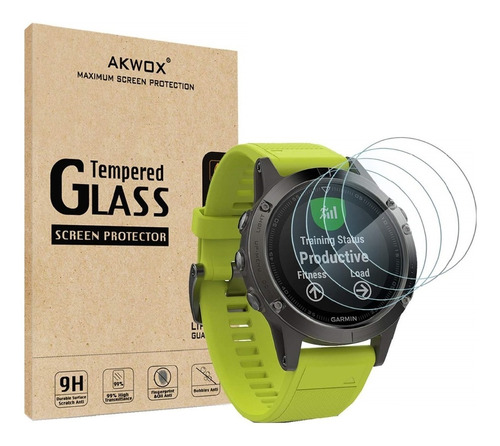 Garmin Fenix 5 Akwox Vidrio Templado Protector Paquete X 4