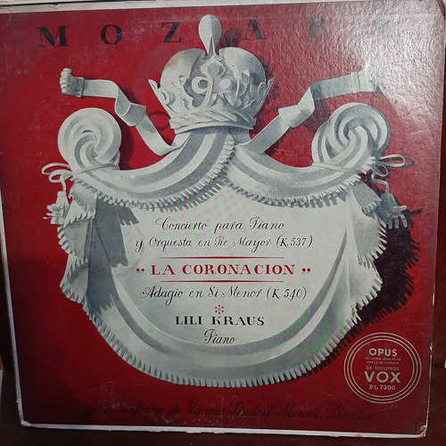 Vinilo Lili Kraus Piano Mozart La Coronacion Adagio Cl1